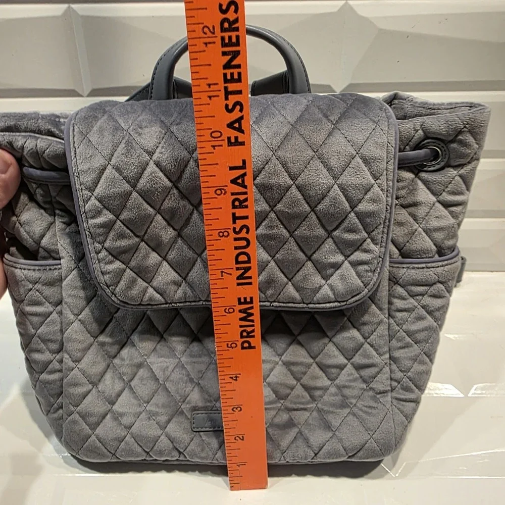Vera Bradley Drawstring Backpack Solid Gray Velour 10 x 10 x‎ 5